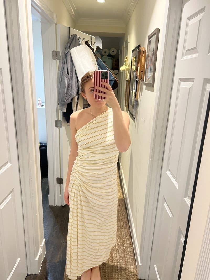 2 Colors! ALC Carolyn Viscose-Silk One Shoulder Midi Dress