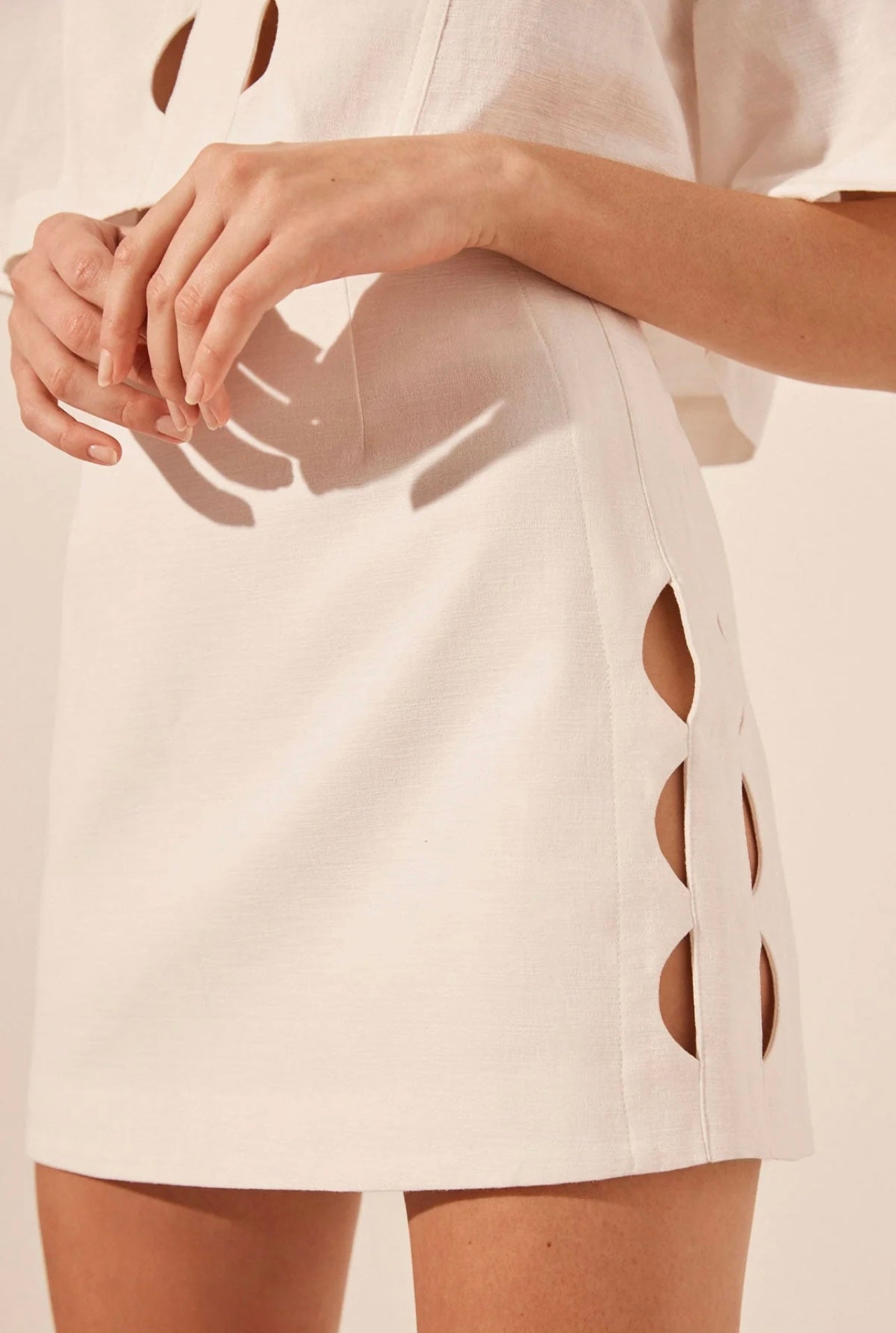 SJ Julieta Scallop Cut Out Shirt | Mini Skirt | Flared Pants | Set