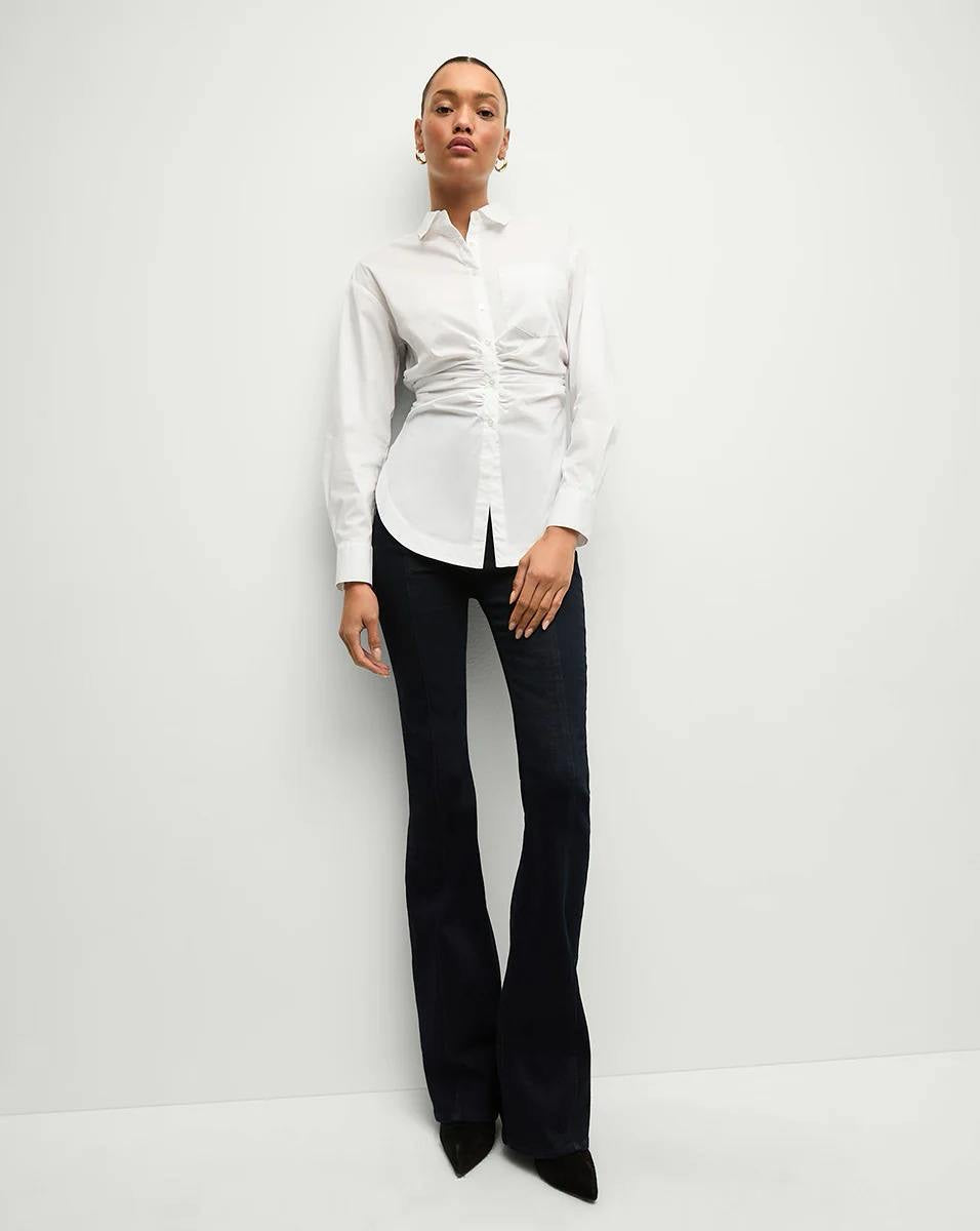VB Bosco Ruched Cotton Blend Shirt Top