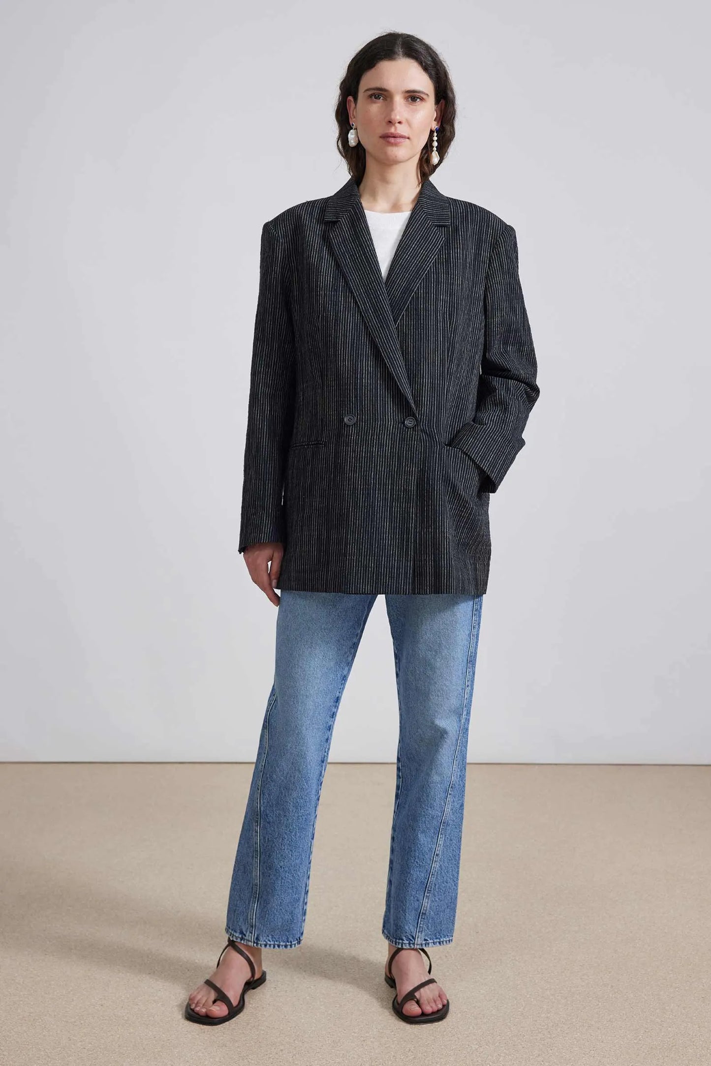 AA Elsa Double Breasted Blazer in Pin Stripe