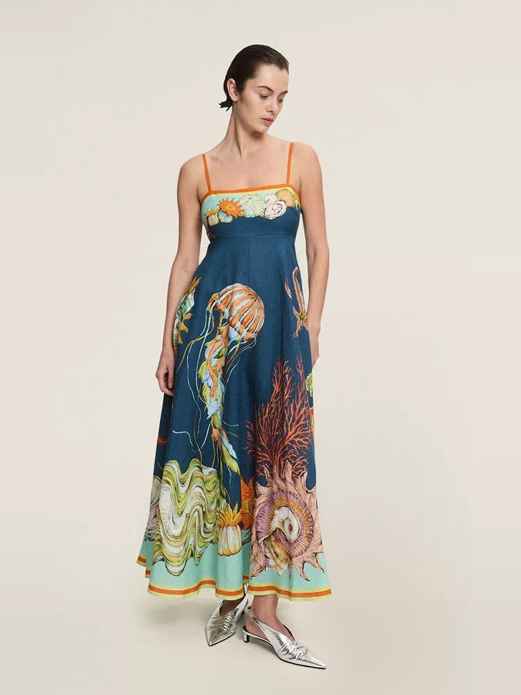 ALM Dorian Linen Midi Dress Sundress