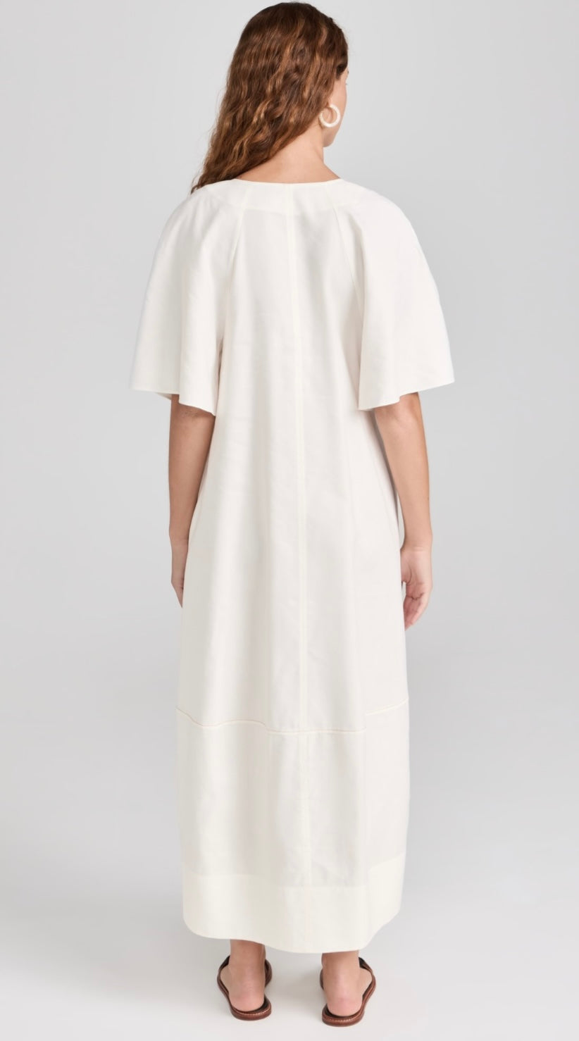LM Lennox Sleeveless V-Neck | Flutter Sleeve Midi Dress
