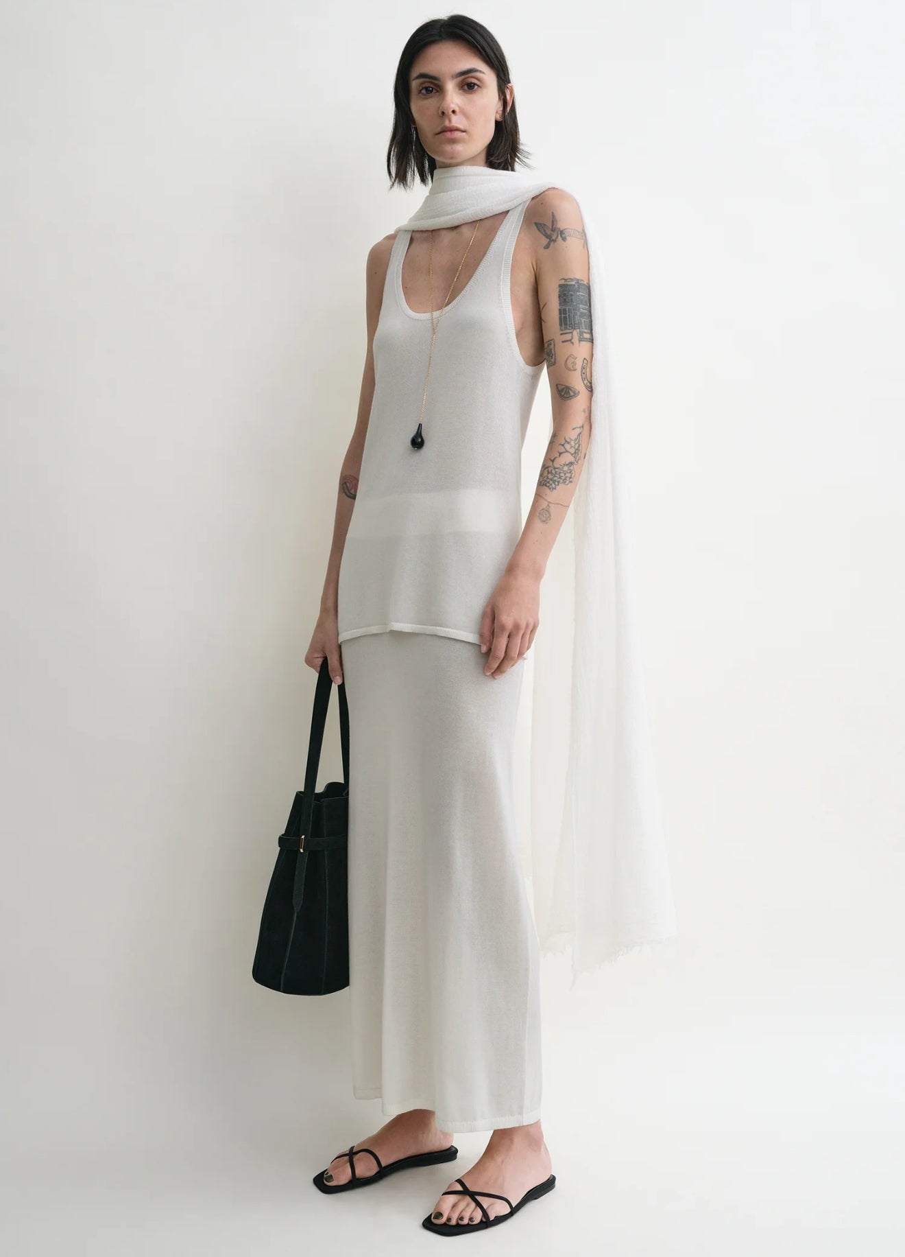 Tot Lyocell-Cashmere Tank Knit Long Top