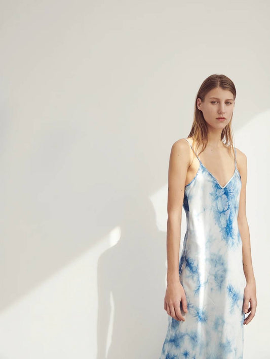 SL 90s Slip Silk Dress in Chinese Tie Dye