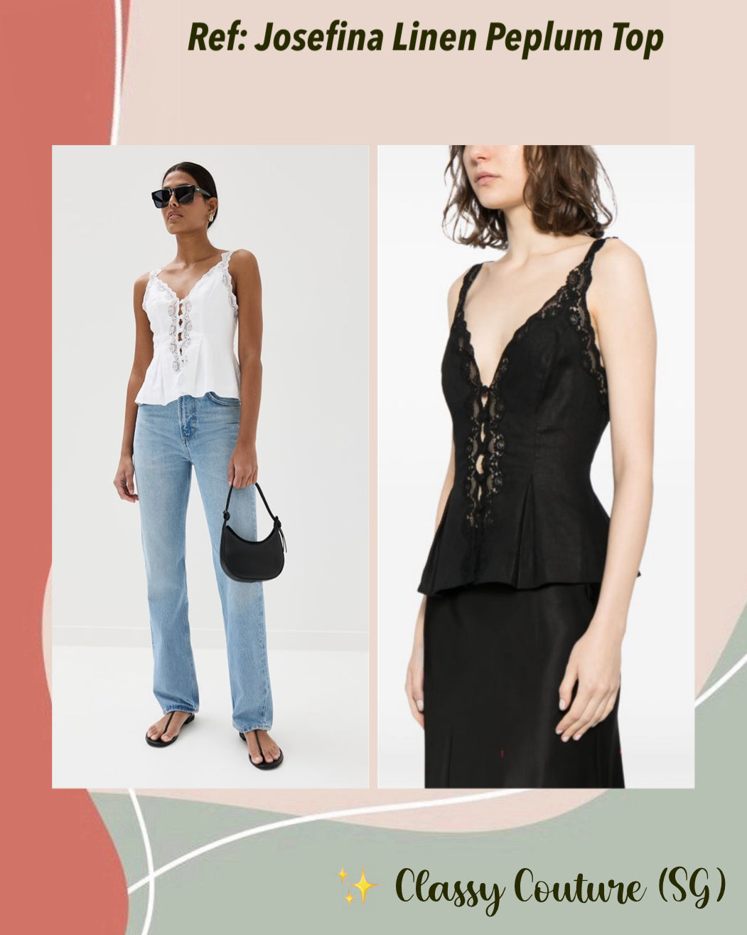 Ref Josefina Linen Peplum Top
