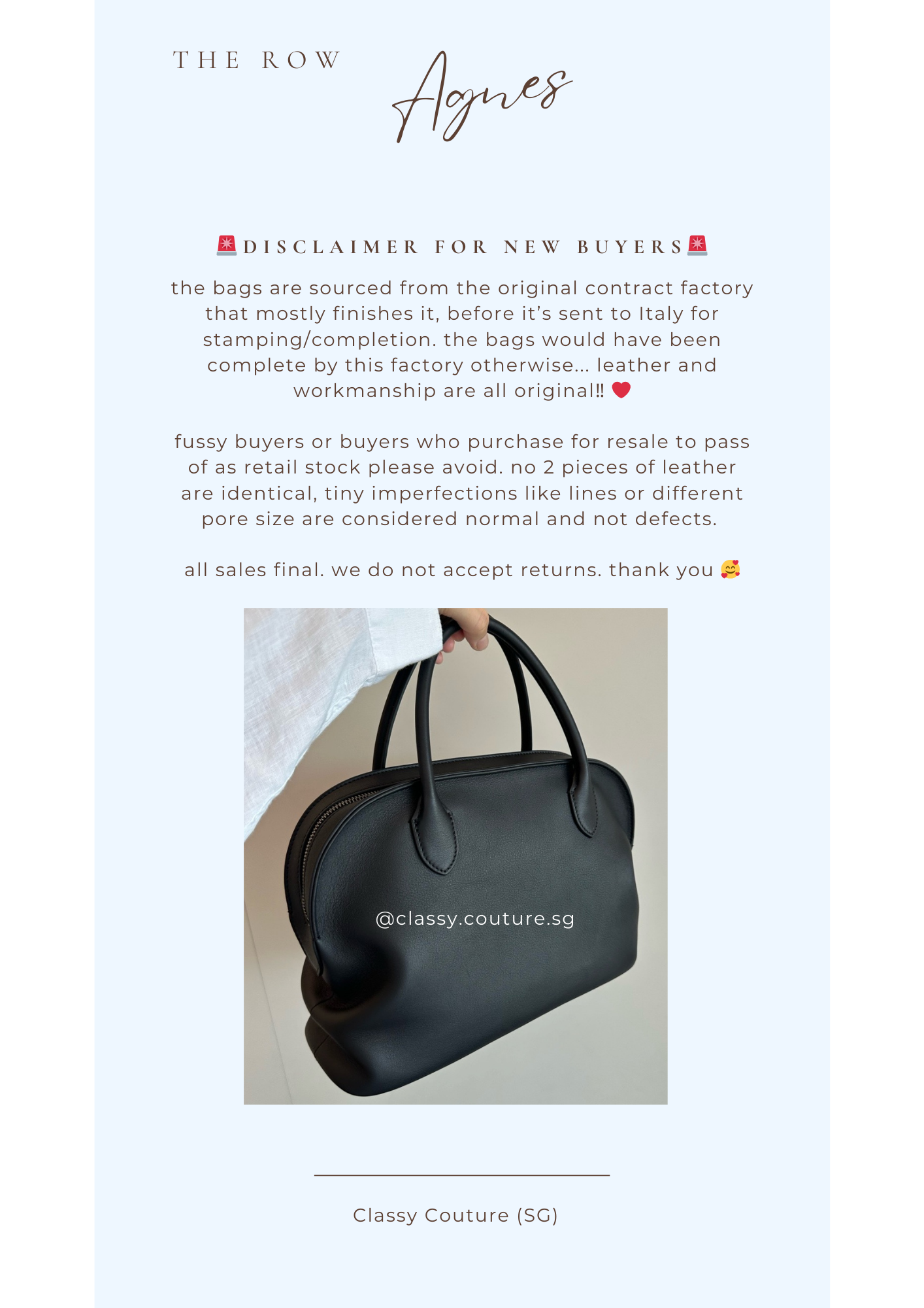 TR Agnes Bag in Black Calfskin Leather