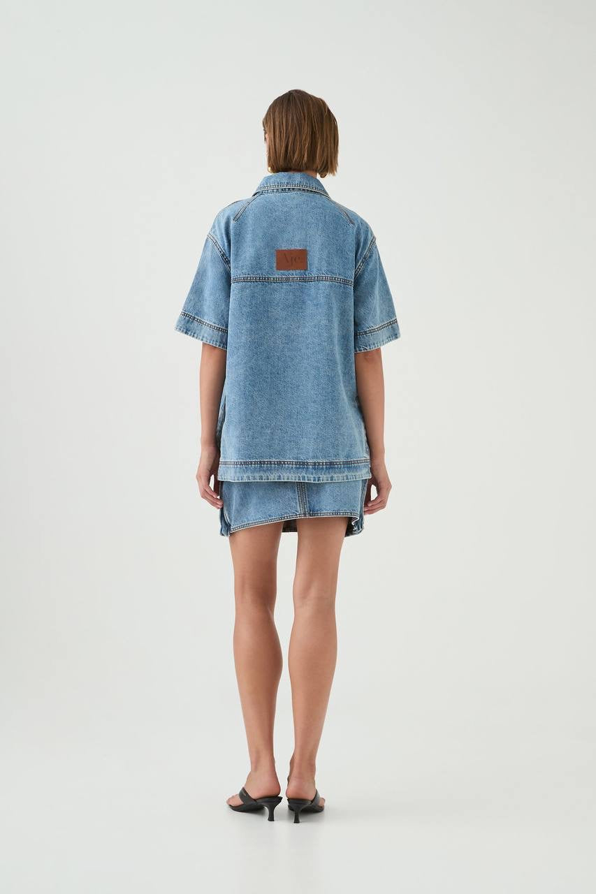 AJ Juno Denim Shirt | Micro Mini Skirt | Set