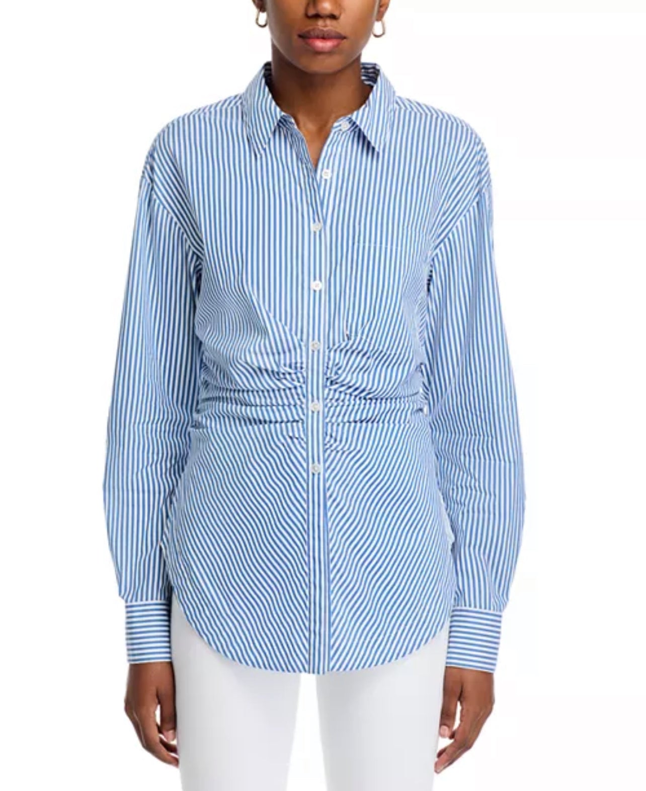VB Bosco Ruched Cotton Blend Shirt Top