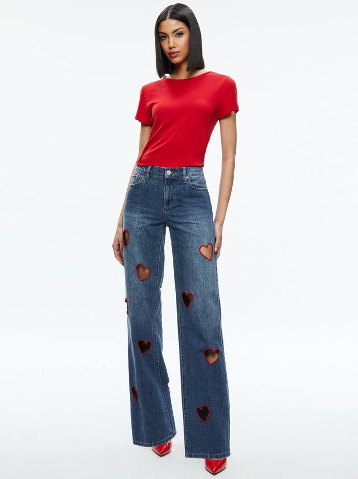AO Karrie Embroidered Heart Cutout Jeans