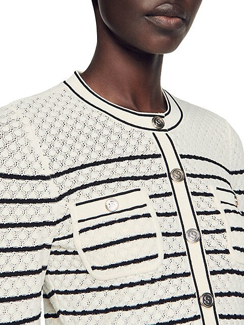 SD Molie Short Cropped Striped Cardigan Stretch-Viscose