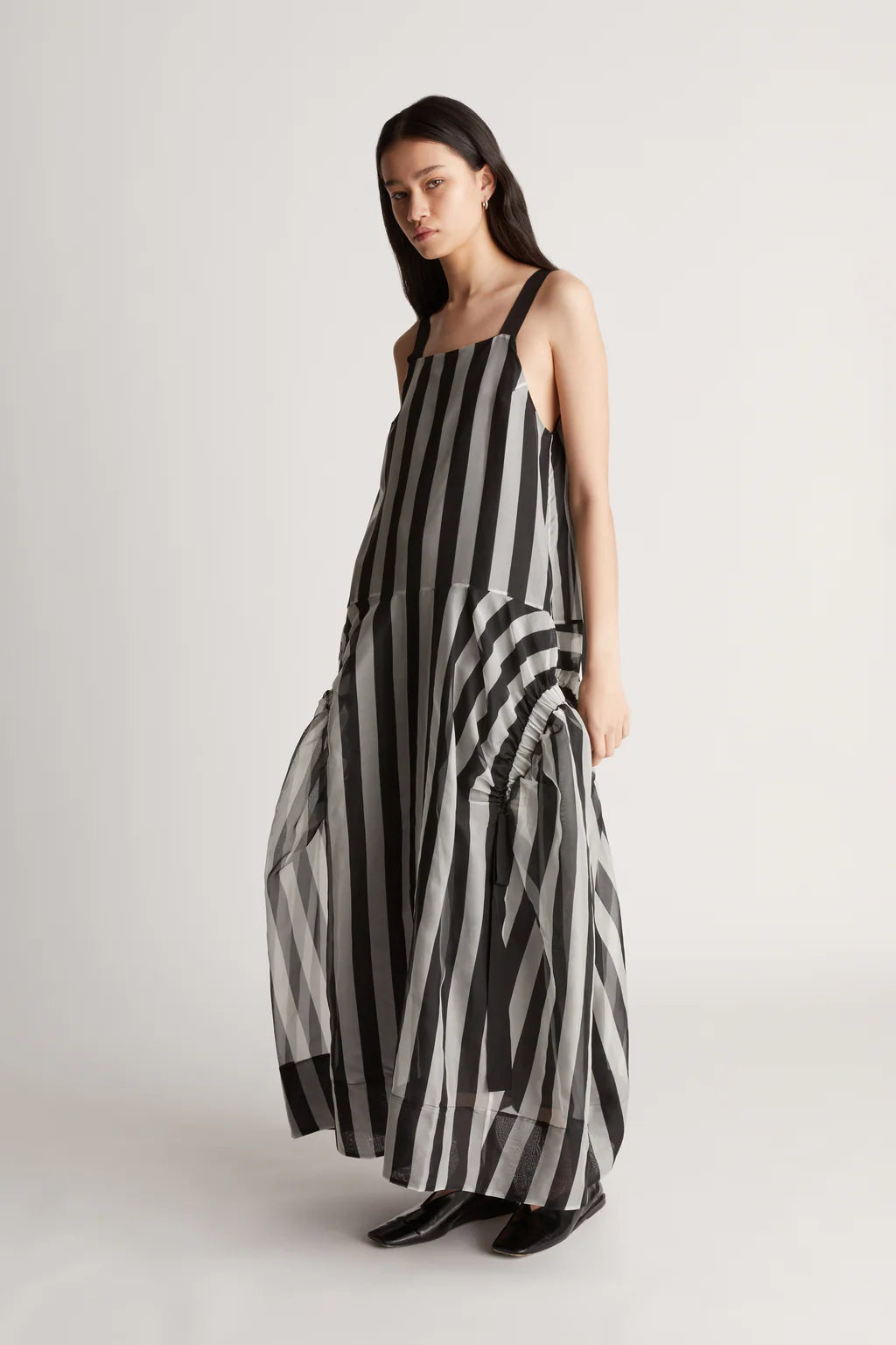 LM Marlow Silk Sheer Shirt | Apron Midi Dress