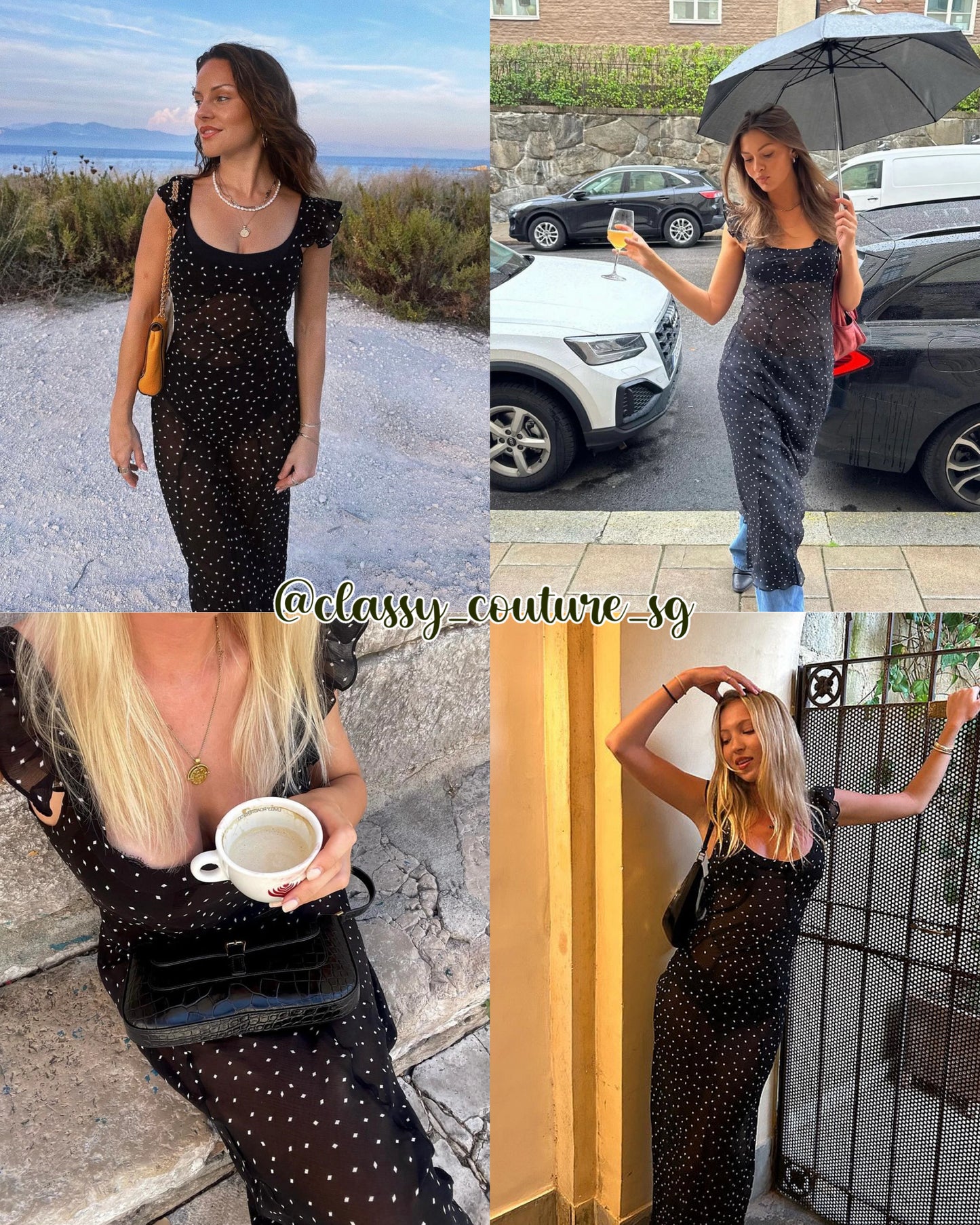 RP Lila Sheer Silk Maxi Dress in Celestial Black