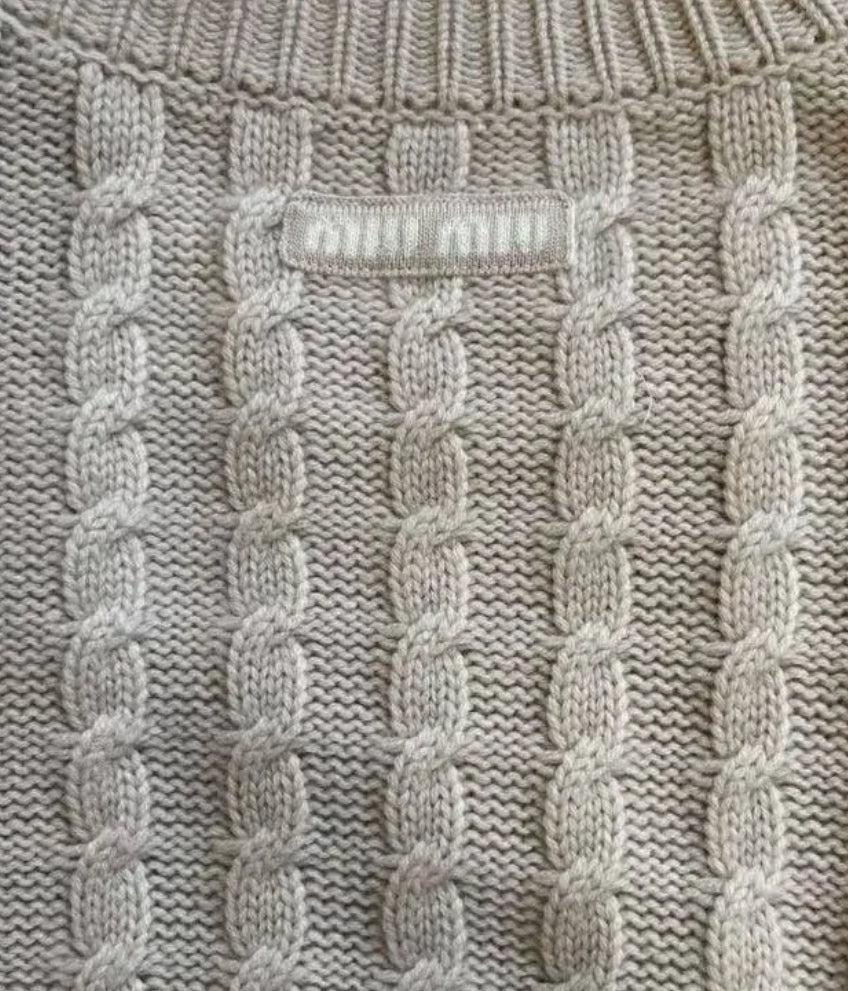 MM Cashmere Cable Knit Pullover Sweater in Sand Beige