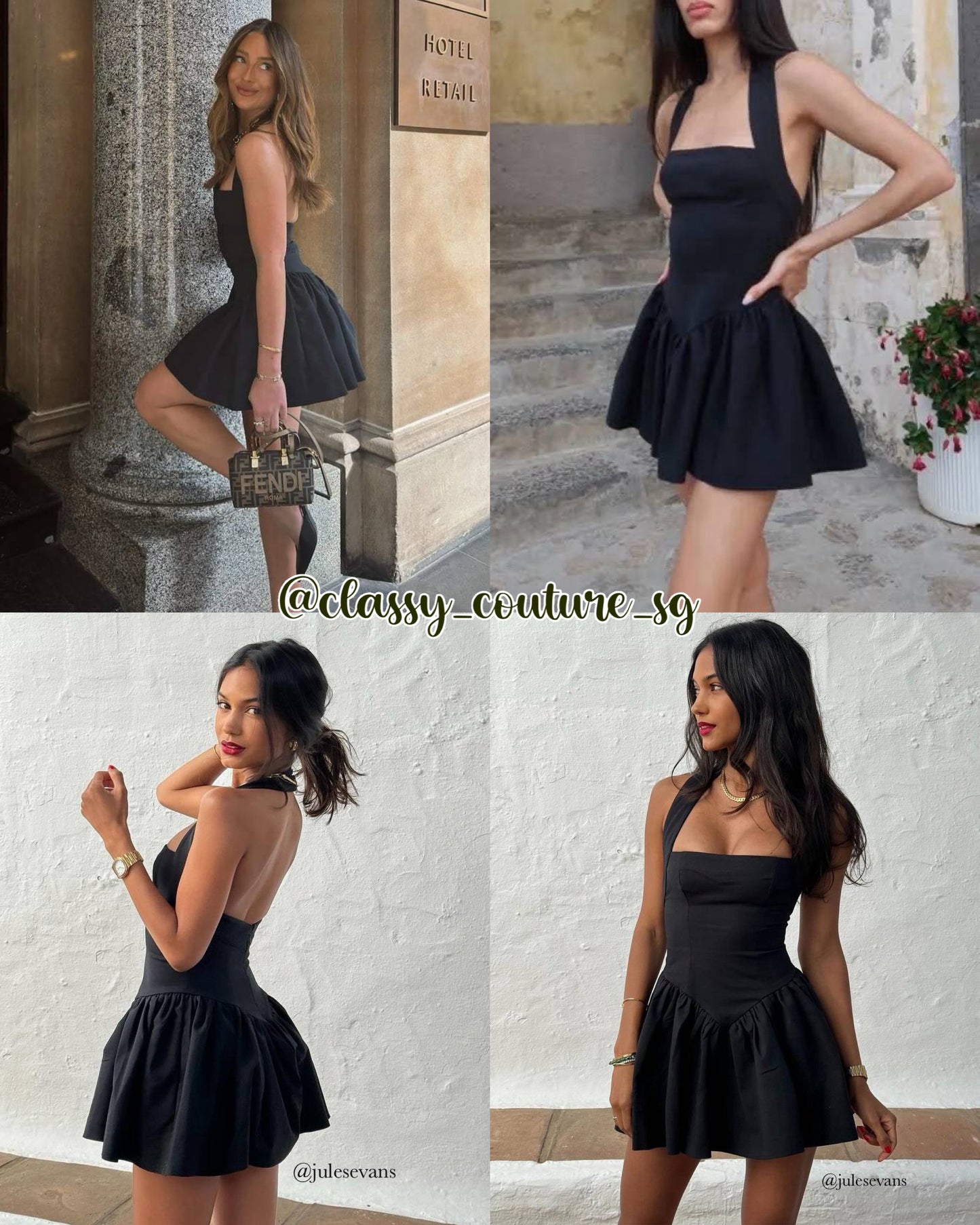 BEST! HS Faille Stretch-Cotton Halter Mini Dress