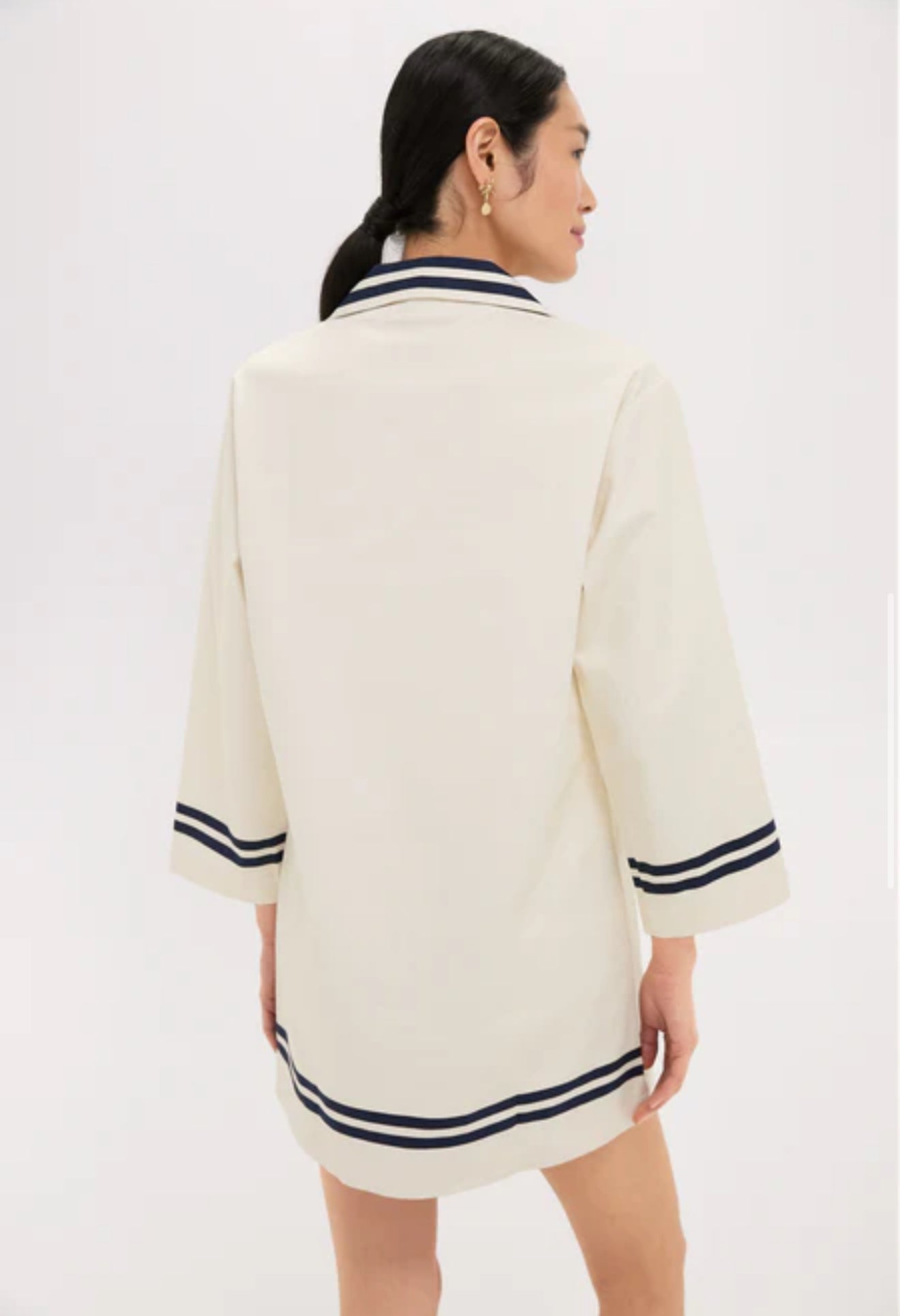 ALM Marine Tunic Long Sleeve Cotton Mini Dress