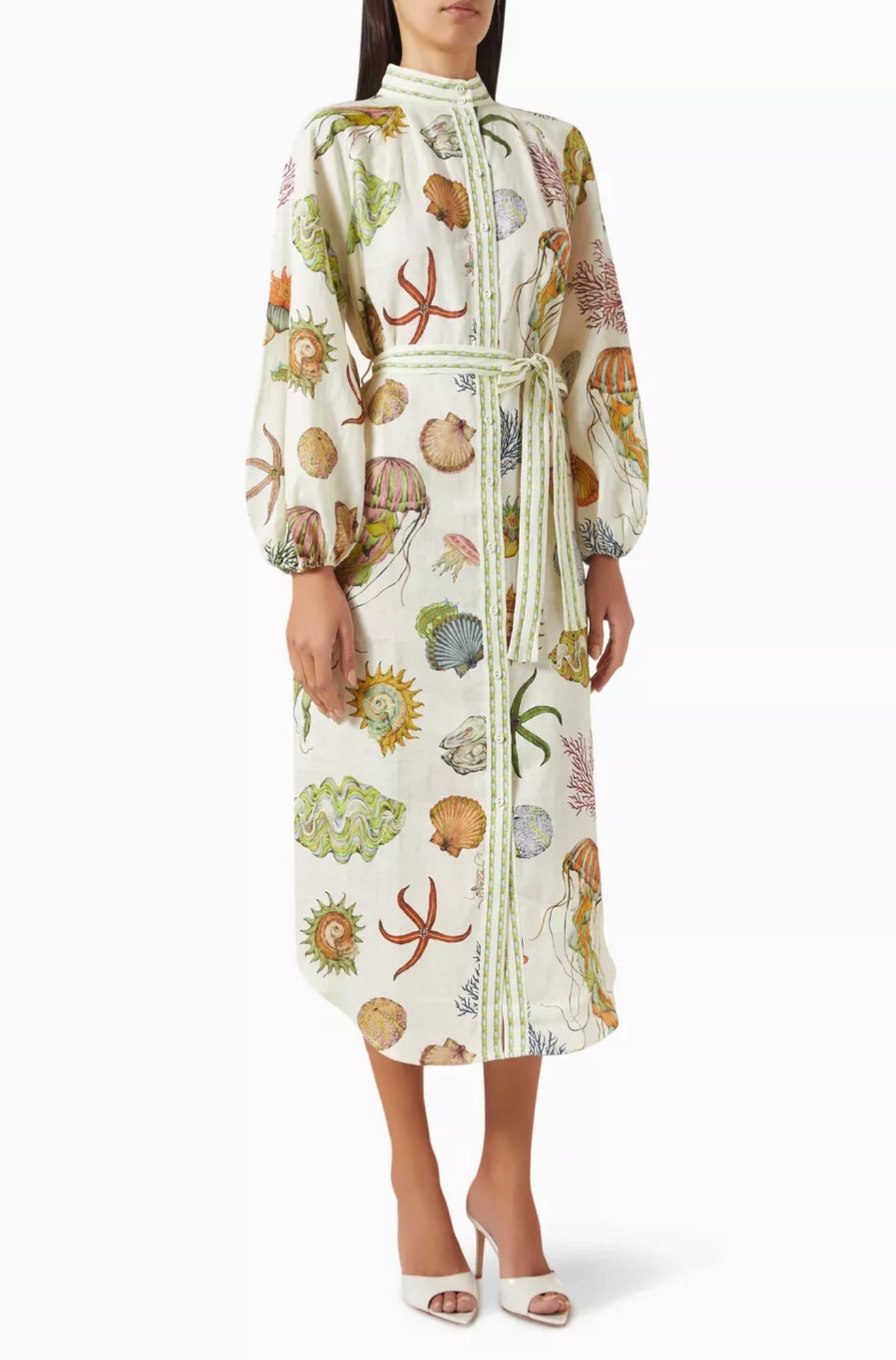 ALM Sea House Linen Midi Dress Shirtdress