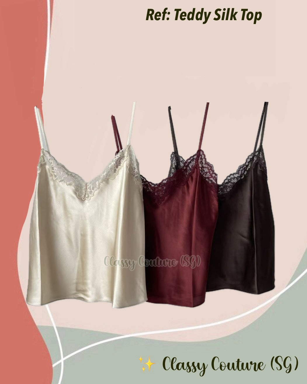 Ref Teddy Lace-trim Silk Cami Top