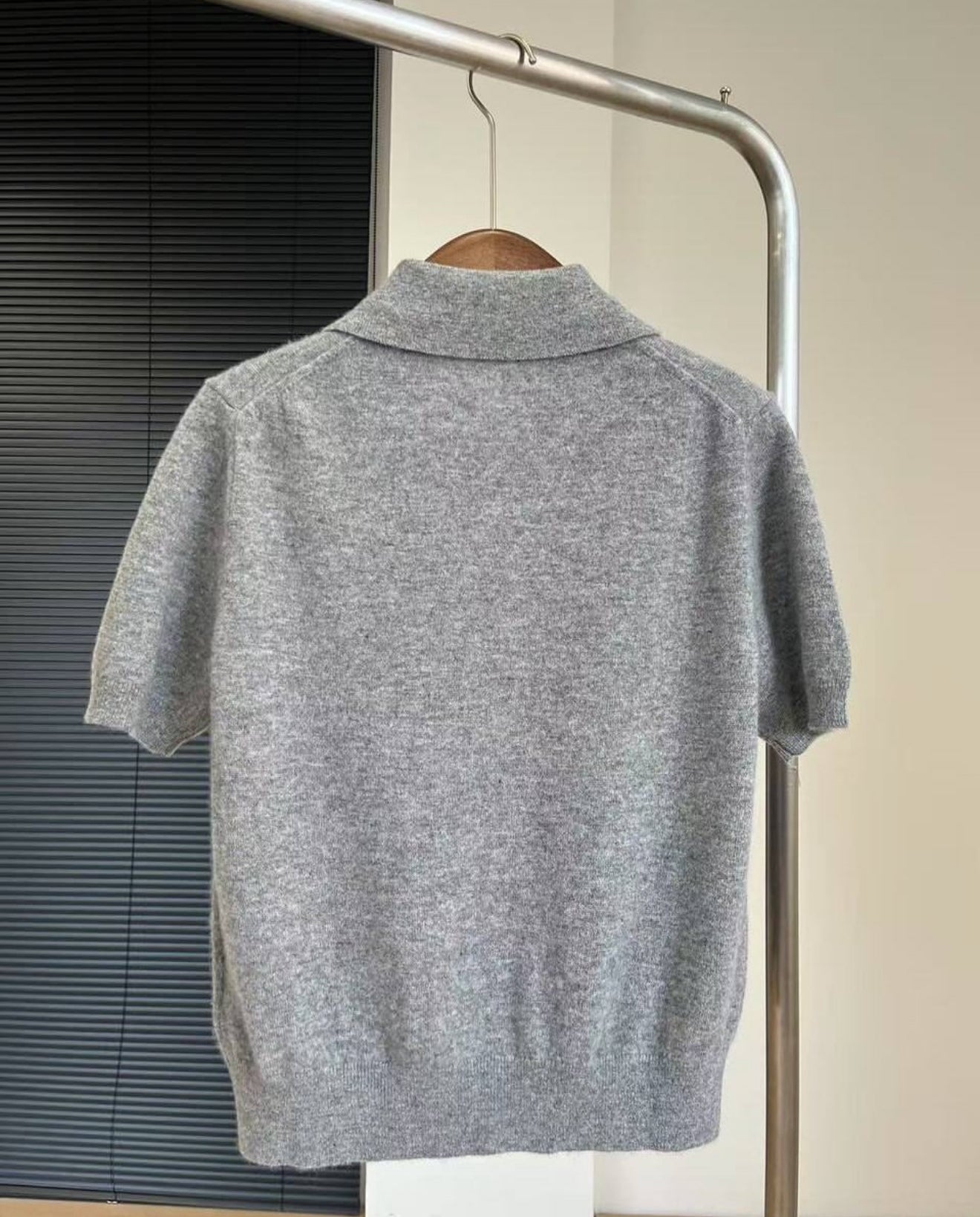 MM Grey Cashmere Collar Polo Sweater Shirt