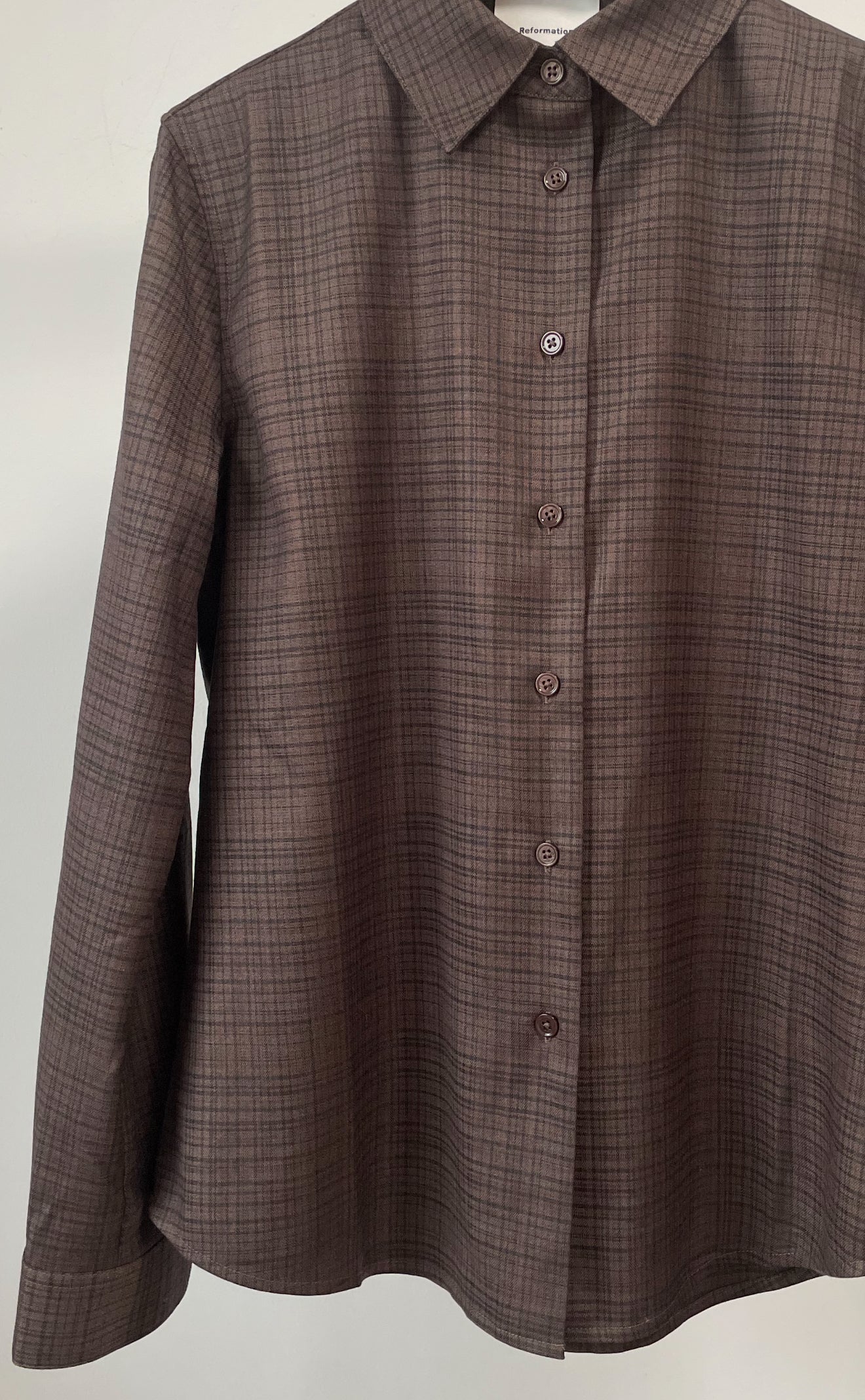 Ref Alfie Rayon-blend Relaxed Shirt in Dark Chocolate Plaid