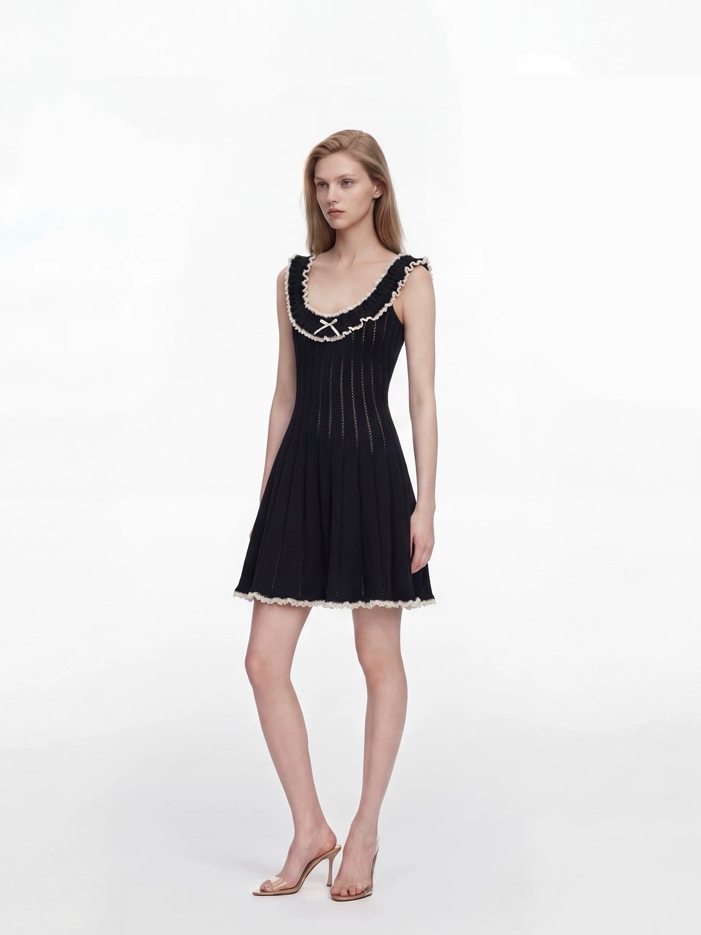 SP Black Contrast Trim Knit Off Shoulder Mini Dress