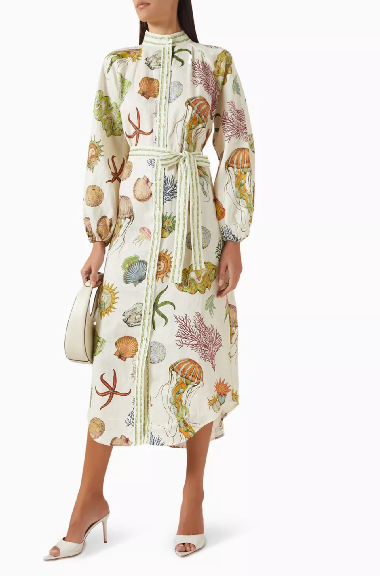 ALM Sea House Linen Midi Dress Shirtdress