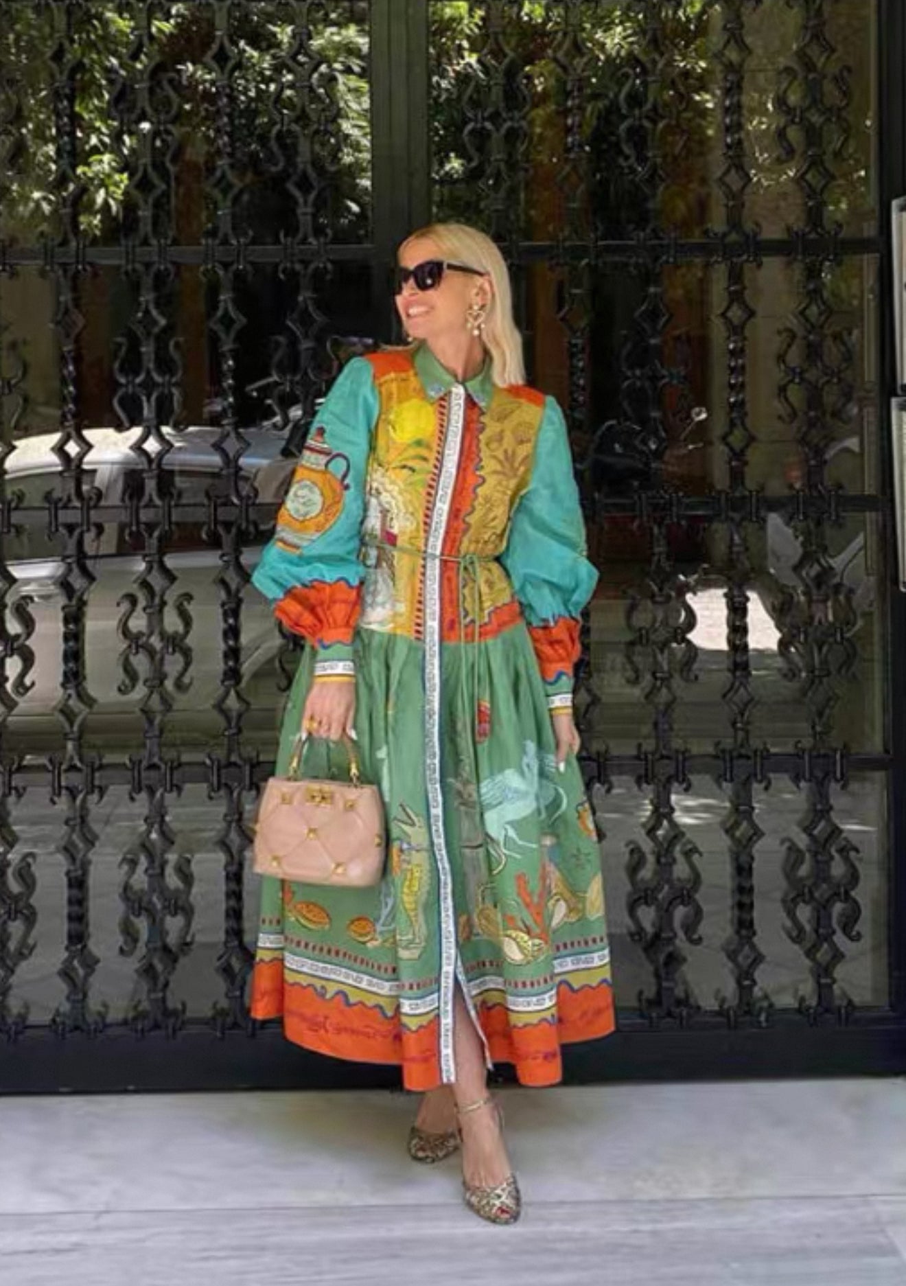 ALM Surrealist Summer Ramie Midi Dress Shirtdress