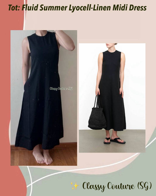 Tot Fluid Summer Lyocell-Linen Midi Dress