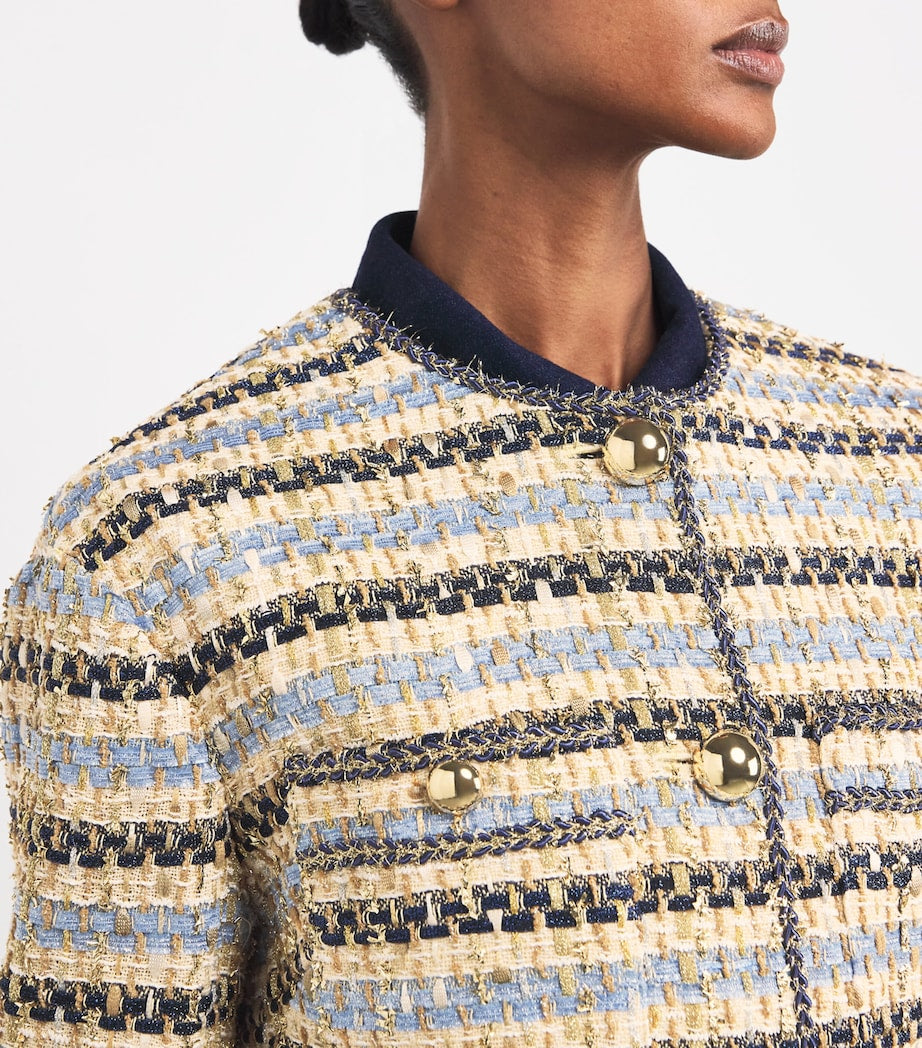 VB Sumira Cotton Blend Jacket | Jazmin Shorts | Blue/Ivory Metallic Tweed Set