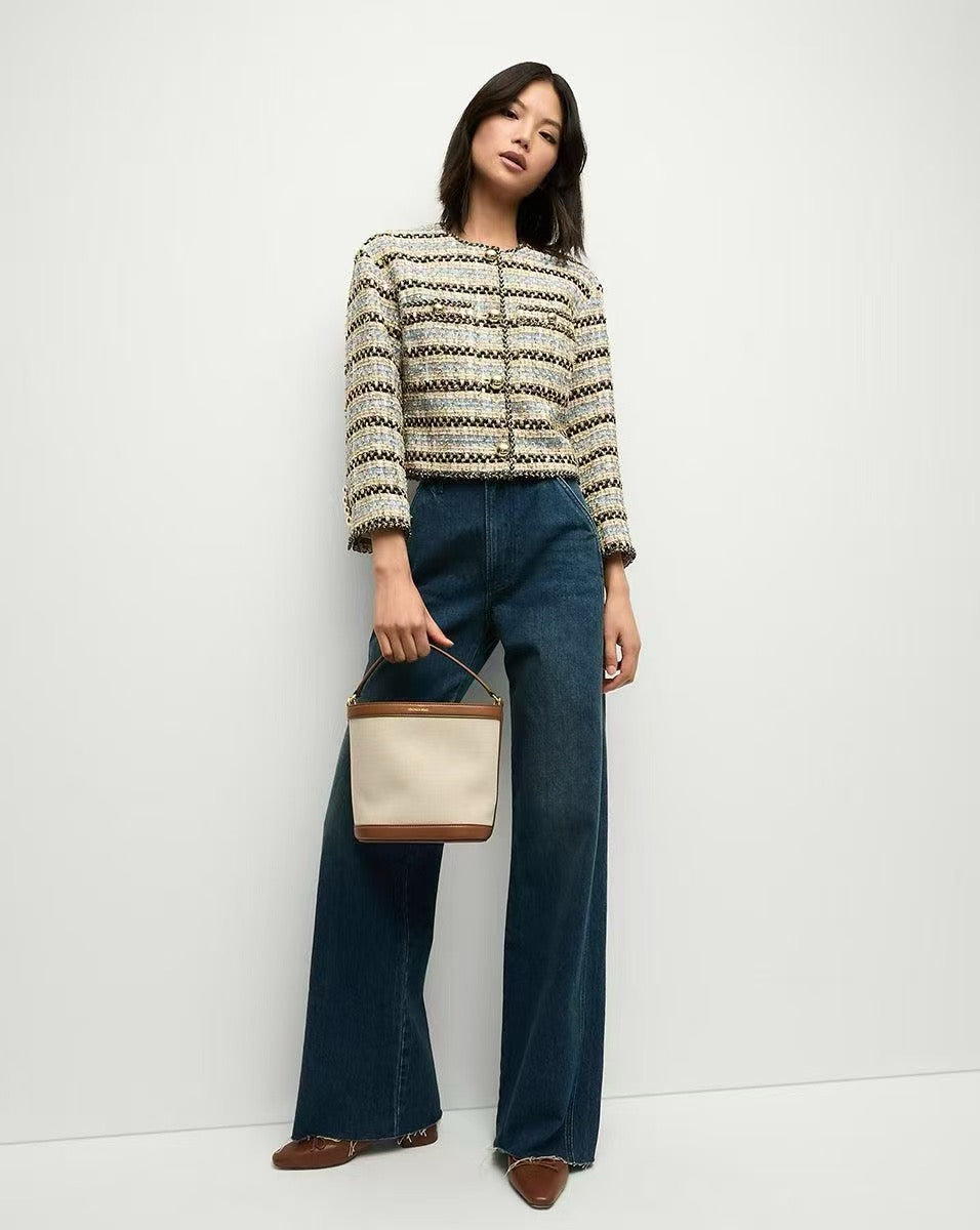 VB Sumira Cotton Blend Jacket | Jazmin Shorts | Blue/Ivory Metallic Tweed Set