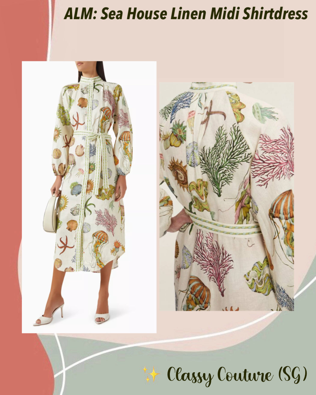 ALM Sea House Linen Midi Dress Shirtdress