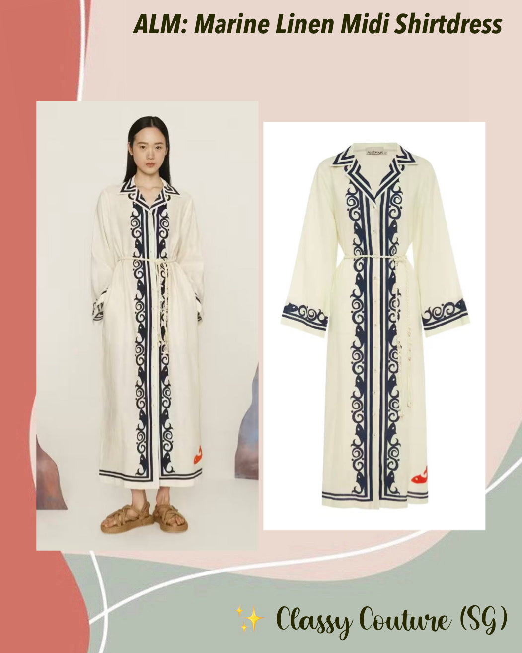 ALM Marine Linen Midi Dress Shirtdress