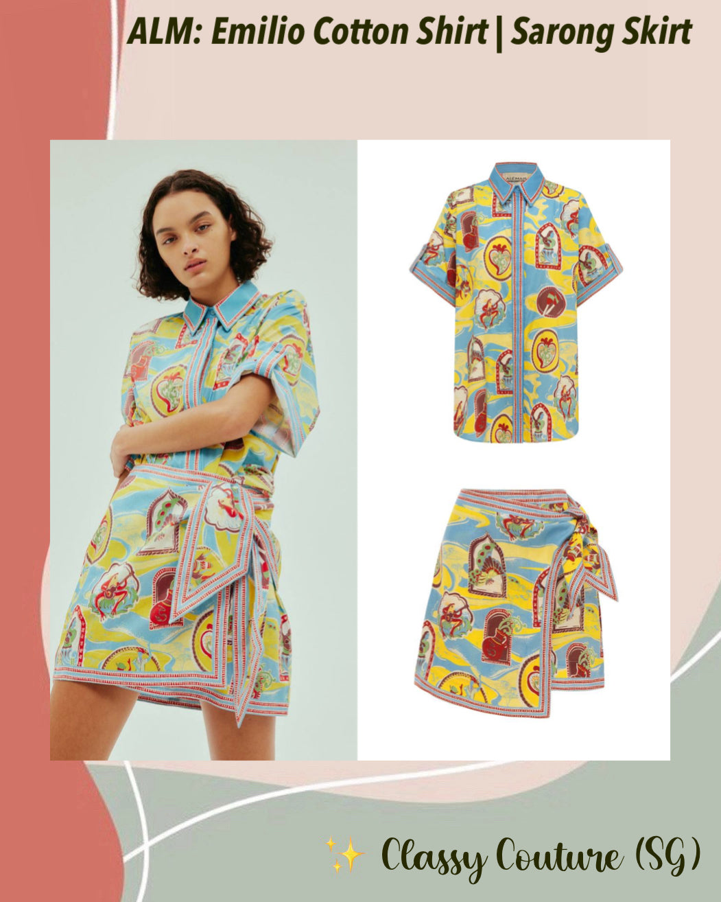 ALM Emilio Cotton Shirt | Sarong Mini Skirt | Set