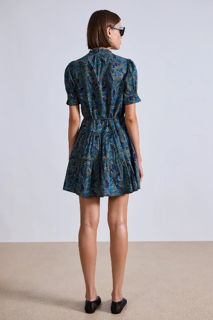 AA Las Alturas Cotton Mini Dress in Malene Floral Olive
