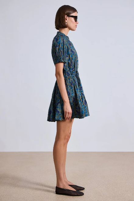 AA Las Alturas Cotton Mini Dress in Malene Floral Olive