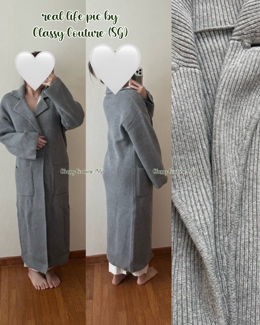 Tot Ribbed Knit Wool Blend Long Cardigan Coat