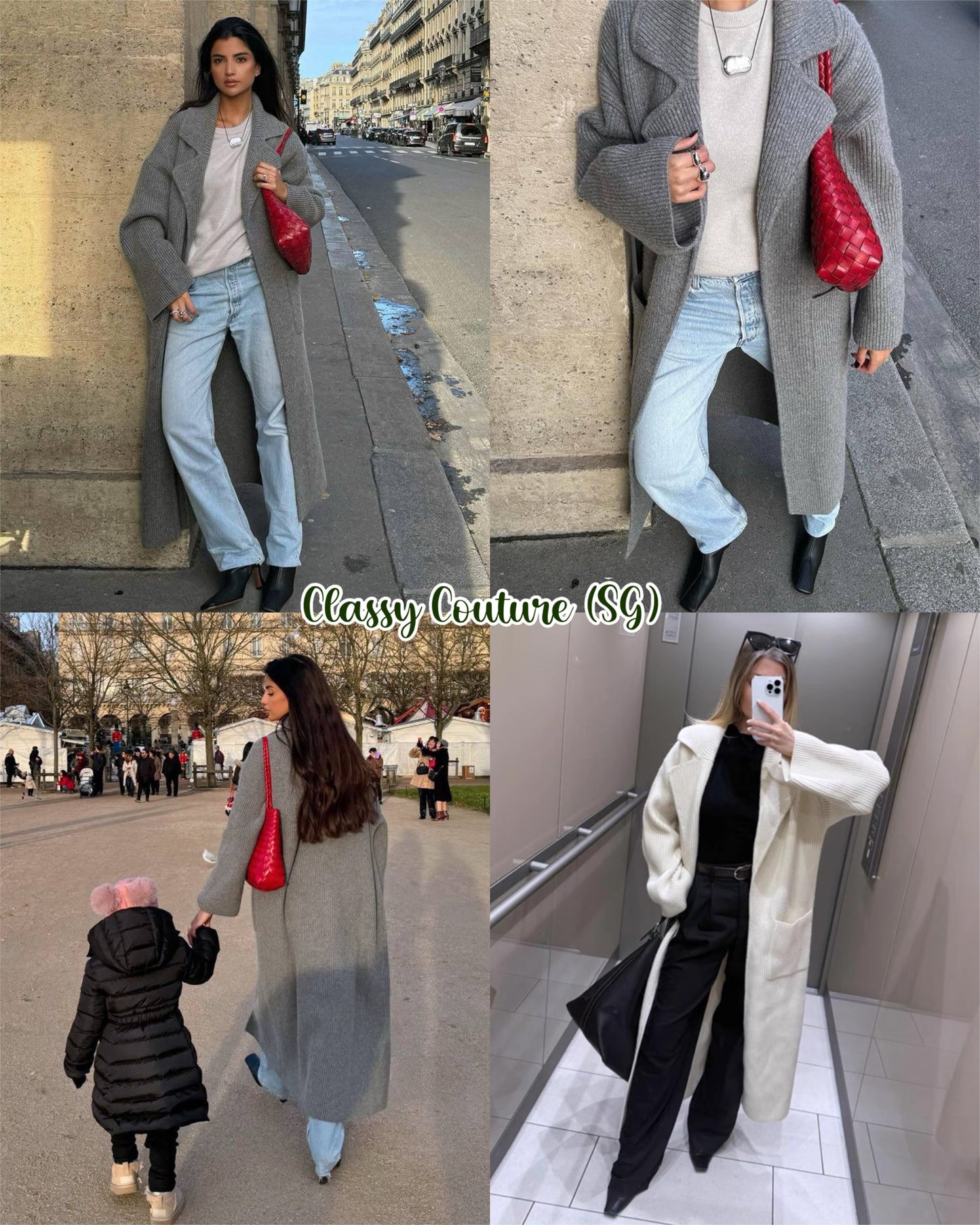 Tot Ribbed Knit Wool Blend Long Cardigan Coat