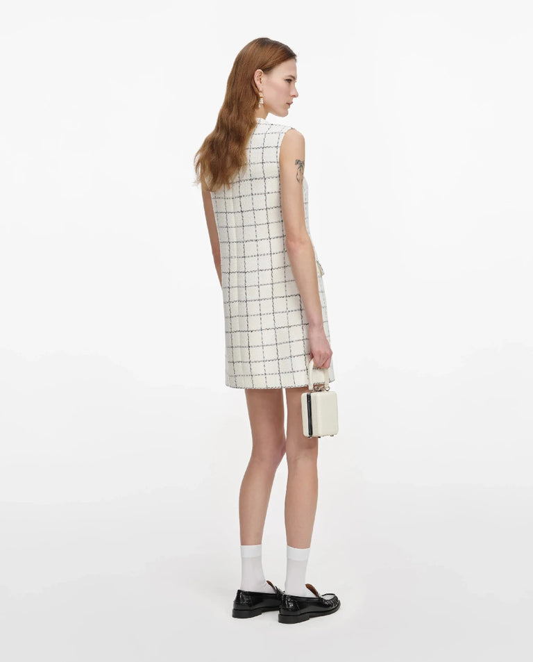 SP Cream & Check Boucle Lace Trim Shift Mini Dress