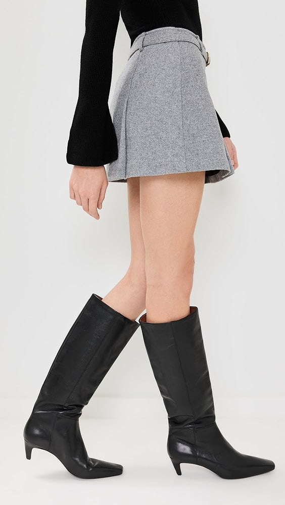 Ref Rory Wool Blend Belted Mini Skirt
