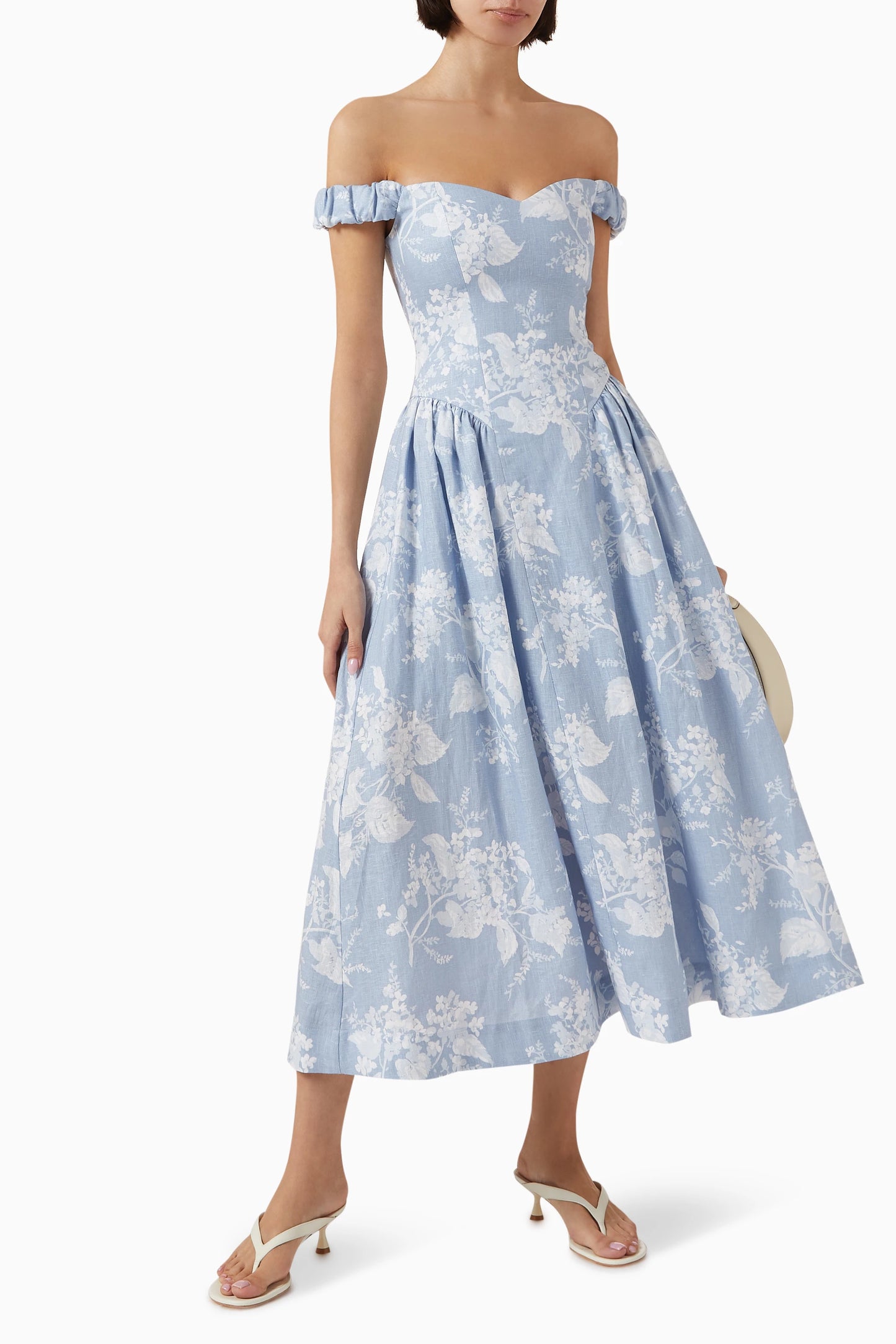 Ref Monet Linen Off Shoulder Midi Dress