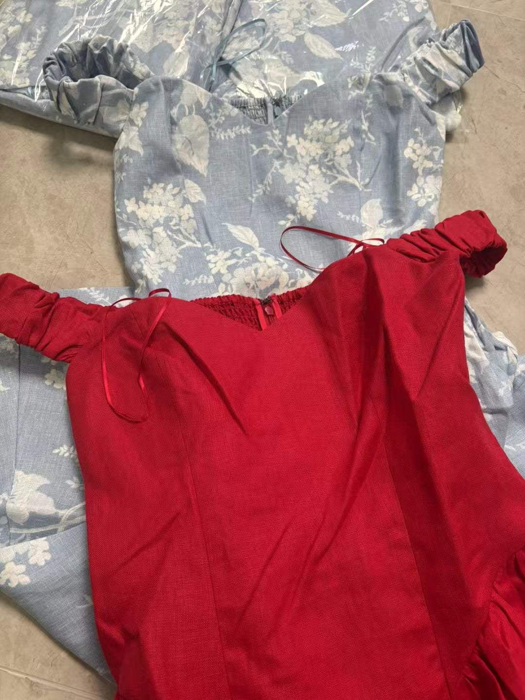 Ref Monet Linen Off Shoulder Midi Dress