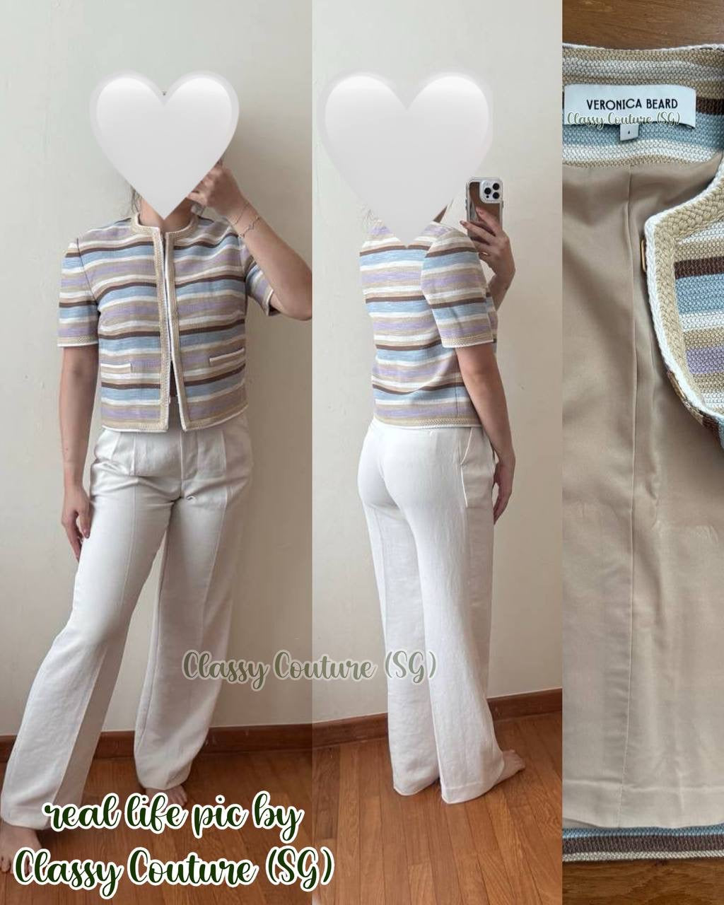 VB Wyatt Knitted Striped Short-Sleeve Jacket Top