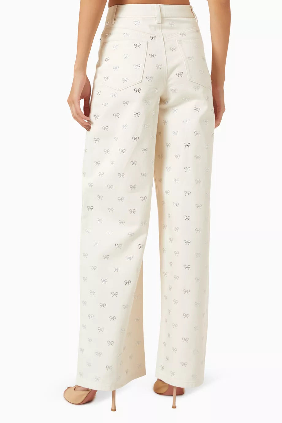 SP Cream Denim Diamante Bow Jeans
