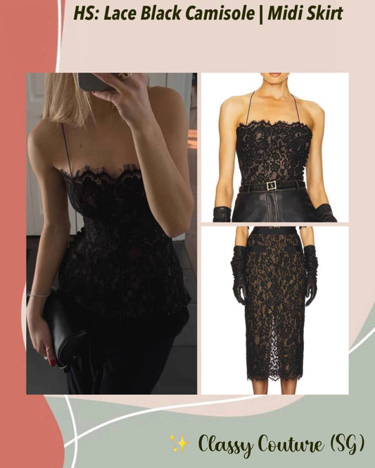 HS The Lace Black Camisole | Midi Skirt | Set