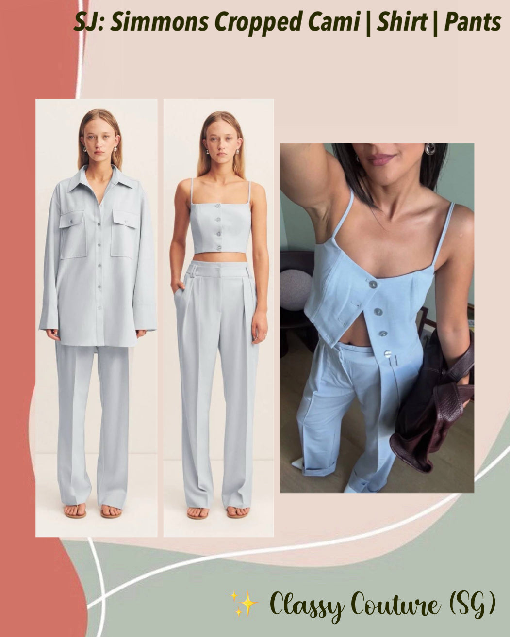 SJ Simmons Cropped Cami | Shirt | Pants | Set