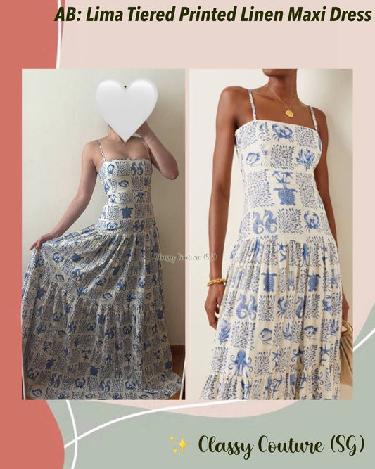 AB Lima Tiered Printed Linen Maxi Dress