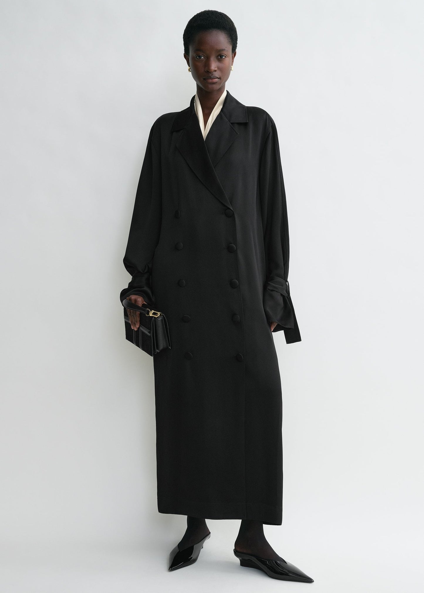 TOT Satin Trench Coat Dress