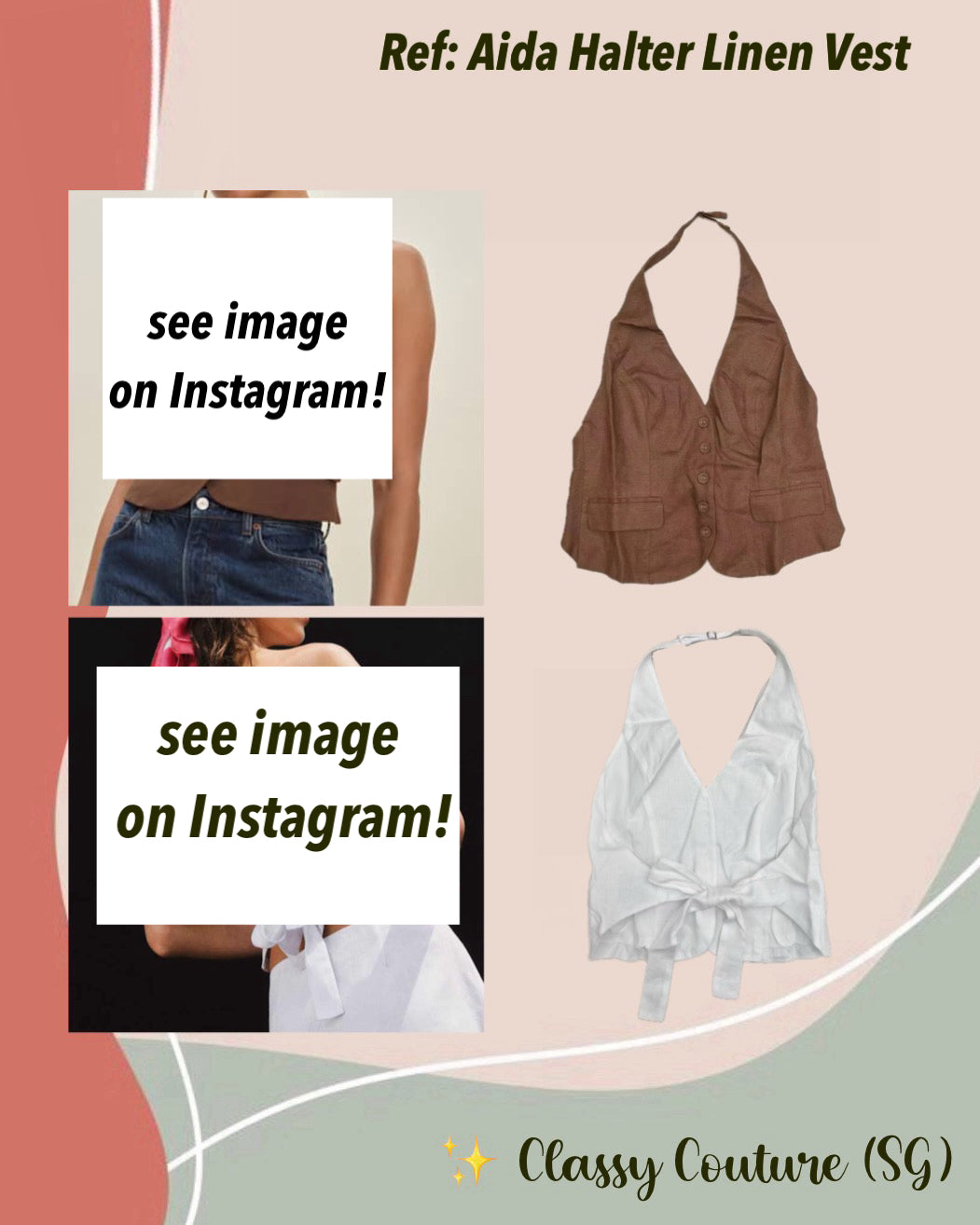 Ref Aida Halter Backless Linen Vest
