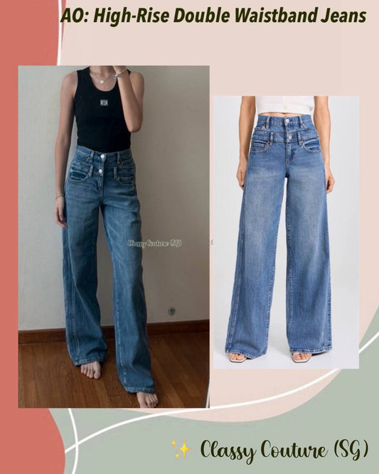 AO Double Waistband Wide Leg Jeans Pants