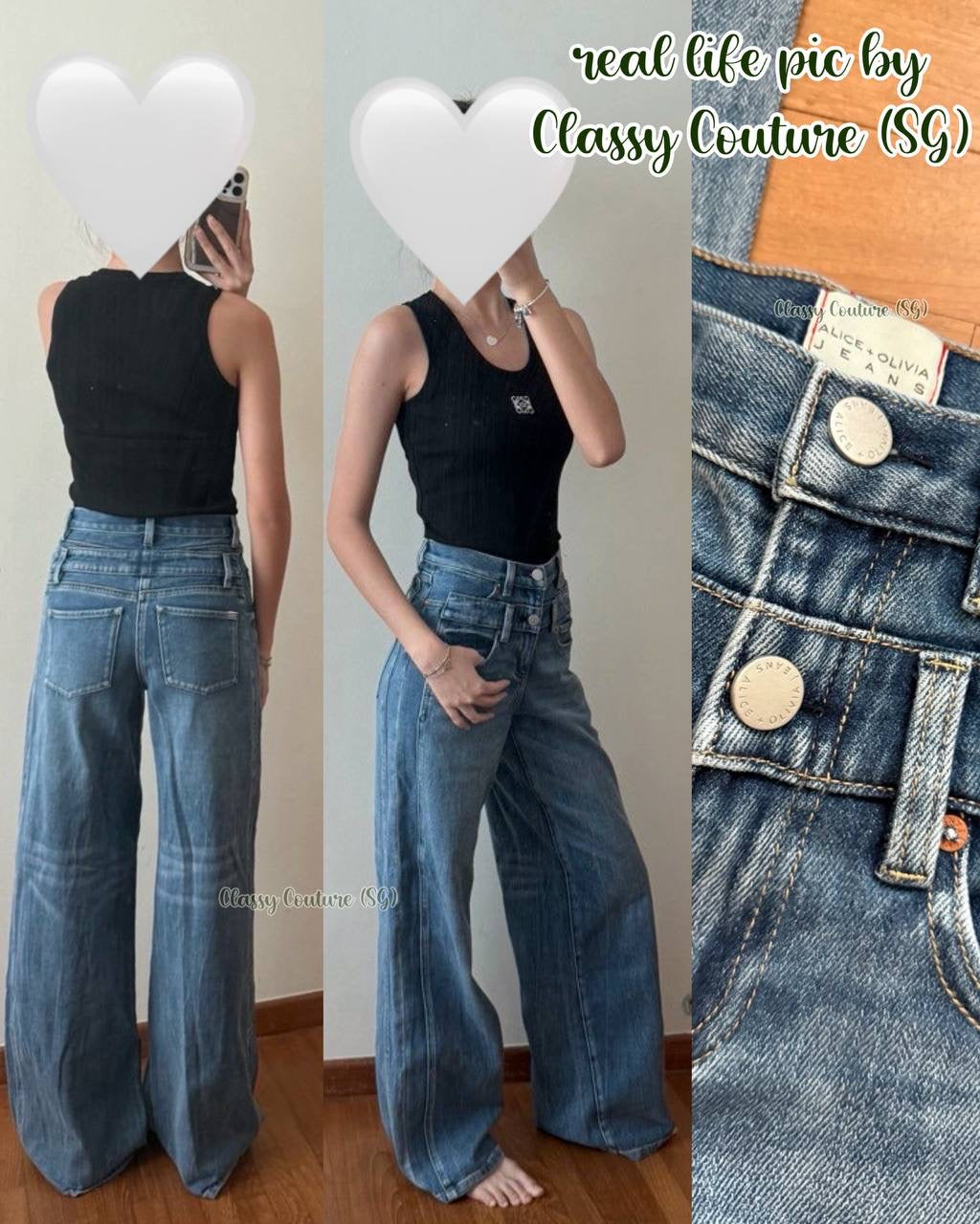 AO Double Waistband Wide Leg Jeans Pants