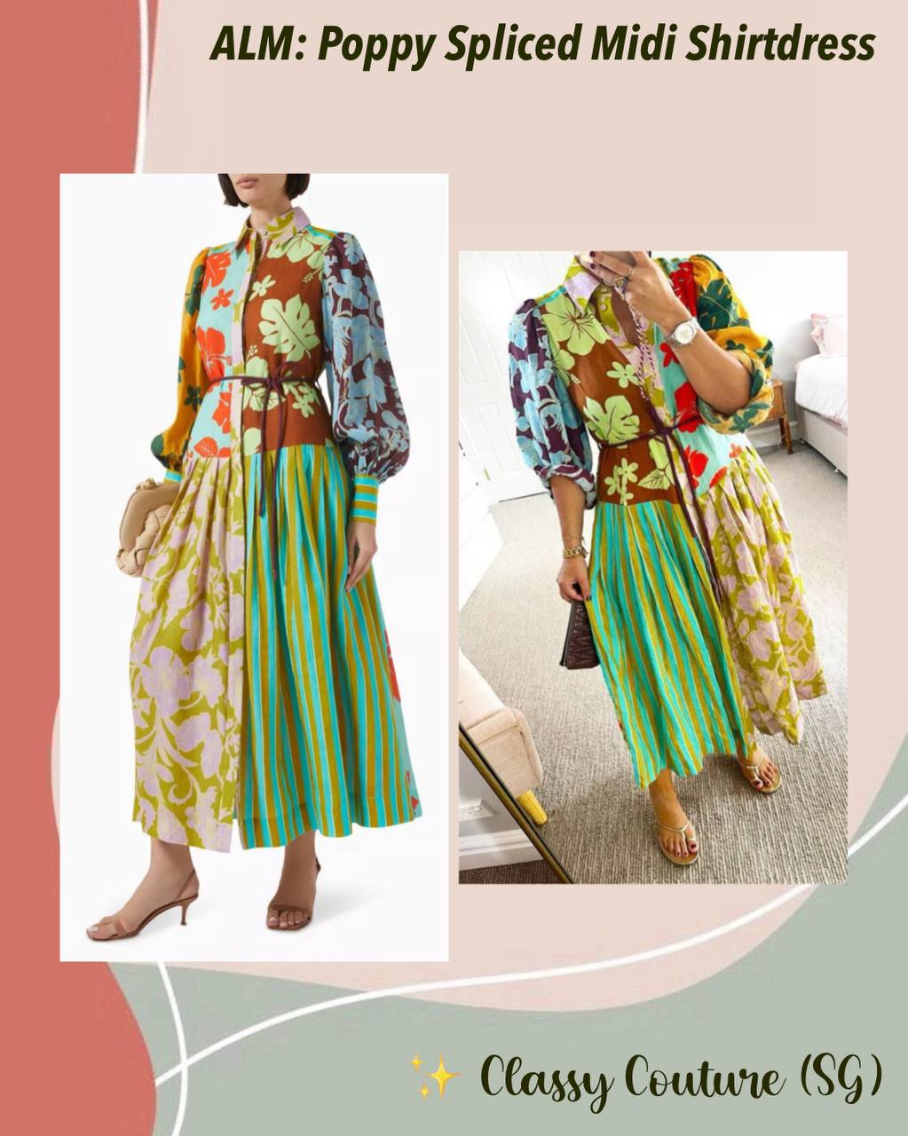 ALM Poppy Spliced Midi Dress Shirtdress